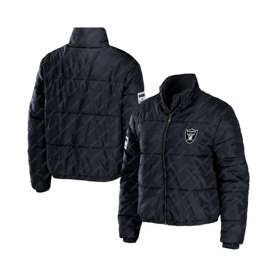 Women's Black Las Vegas Raiders Puffer Full-Zip Jacket