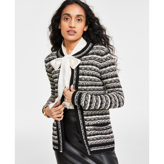 Women's Mix-Stitch Open-Front Short Cardigan