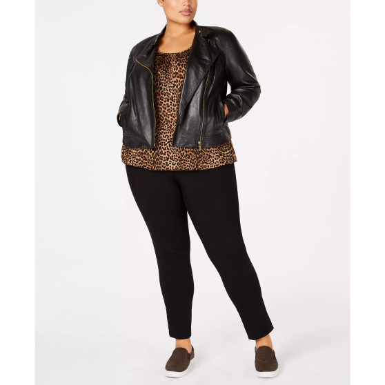 Plus Size Leather Moto Jacket