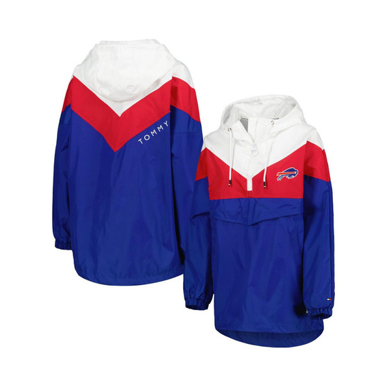 Women's White, Red Buffalo Bills Staci Half-Zip Hoodie Windbreaker Jacket
