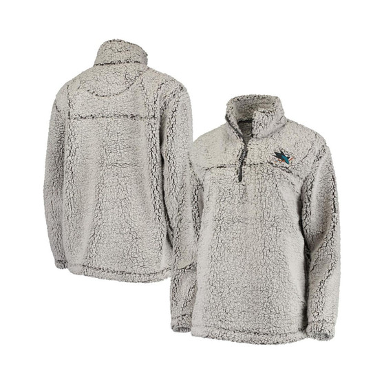 Women's Gray San Jose Sharks Sherpa Quarter-Zip Pullover Jacket