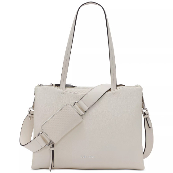 Chrome Embossed Signature Top Zipper Convertible Tote