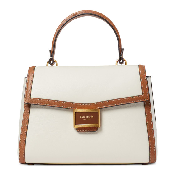 Katy Colorblocked Small Textured Leather Satchel
