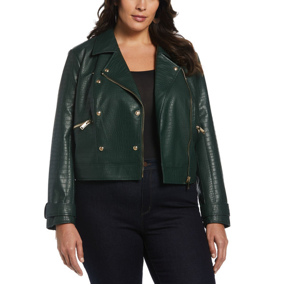 Plus Size Faux Leather Moto Jacket