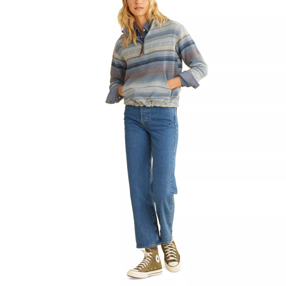 Women's Half-Zip Striped Cotton Pullover Jacket