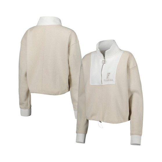 Women's Tan, White Florida Gators Color-Block Quarter-Zip Jacket