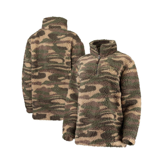 Women's Camo Boston Red Sox Sherpa Quarter-Zip Jacket