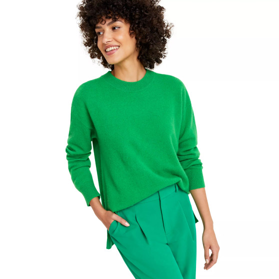 Women's 100% Cashmere Crewneck Drop-Hem Sweater, Created for Macy's