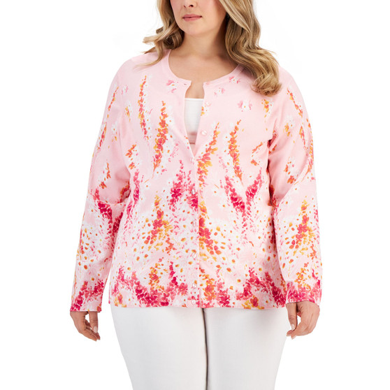 Plus Size Tropical Sunset Printed Cardigan, Created for Macy's