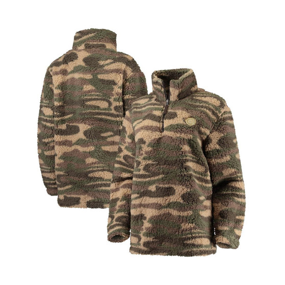 Women's Camo Chicago Cubs Sherpa Quarter-Zip Jacket