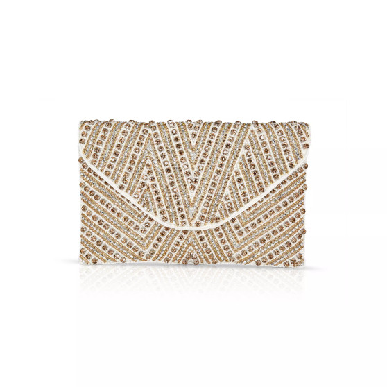 Woman's Emma Mix Bead Rhinestone Envelope Clutch