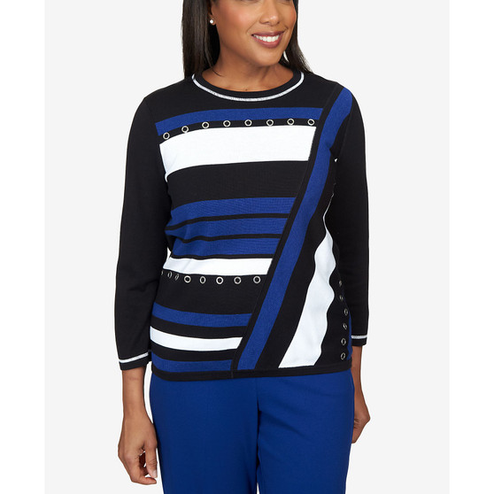 Petite Downtown Vibe Spliced Colorblock 3/4 Sleeve Sweater