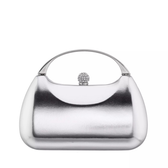 Women's Metallic Minaudiere bag with Metal Handle