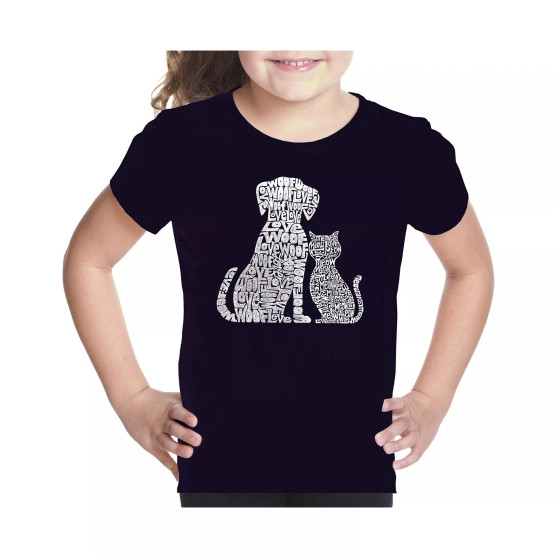 Big Girl's Word Art T-shirt - Dogs and Cats