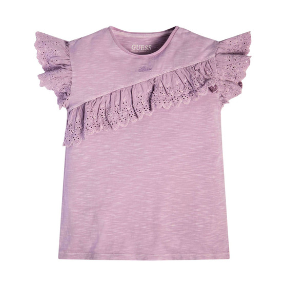 Big Girls Cotton Jersey with Eyelet Sleeves Organic Cotton T-shirt