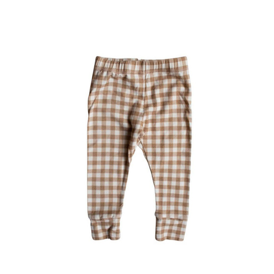 Child Boy and Child Girl Organic Cotton Elastic Waist Gingham Legging