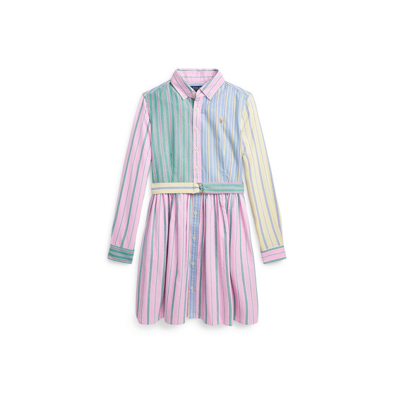 Big Girls Belted Cotton Oxford Fun Shirtdress
