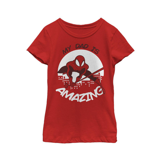 Girl's My Dad is Amazing Cartoon Spider-Man  Child T-Shirt