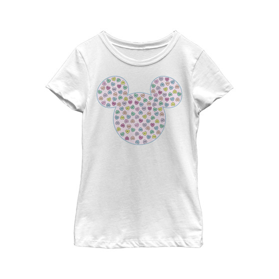 Girl's Mickey & Friends Candy Hearts Filled Logo  Child T-Shirt
