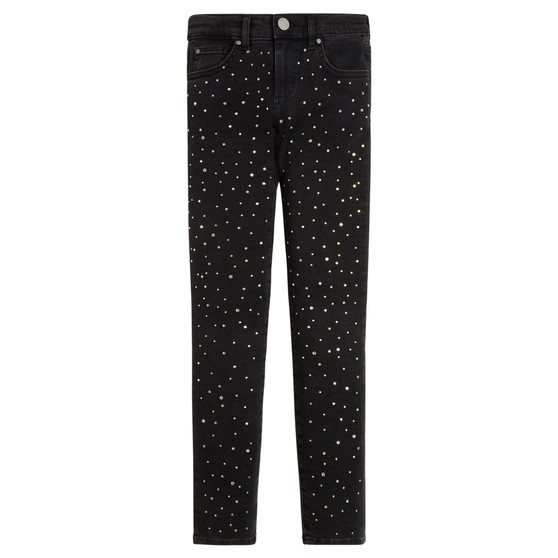 Big Girls Stretch Denim Heat Sealed Rhinestone 5 Pocket Skinny Jeans