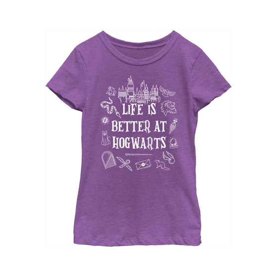 Girl's Harry Potter Life is Better at Hogwarts Icons  Child T-Shirt