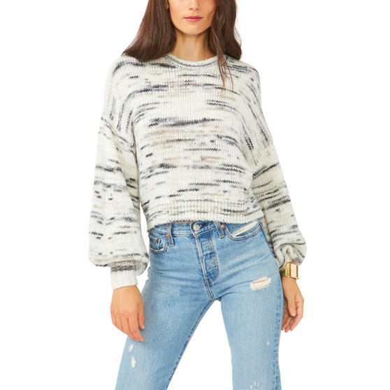 Women's Bubble Sleeve Space Dye Crew Neck Sweater