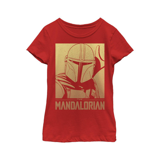 Girl's Star Wars: The Mandalorian Din Djarin Gold Poster Child T-Shirt