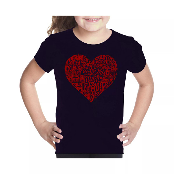 Big Girl's Word Art T-shirt - Country Music Heart