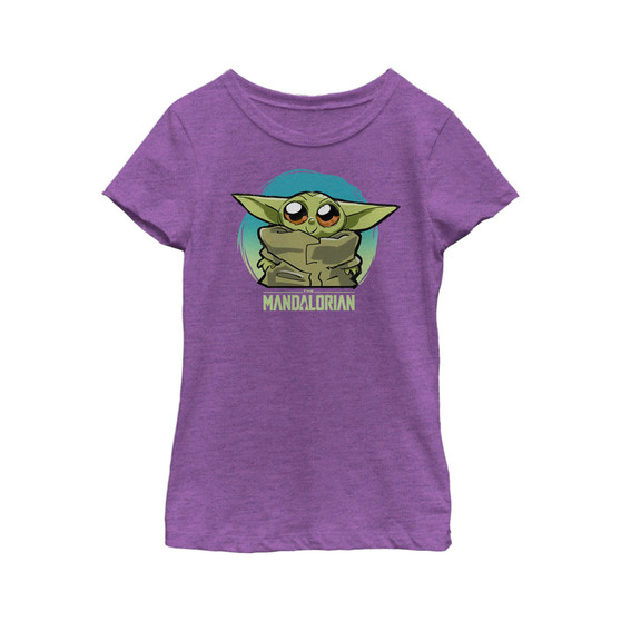 Girl's Star Wars: The Mandalorian The Child Blue Circle Big Eyes Child T-Shirt