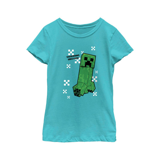 Girl's Minecraft SSSSeasons Greetings Creeper  Child T-Shirt