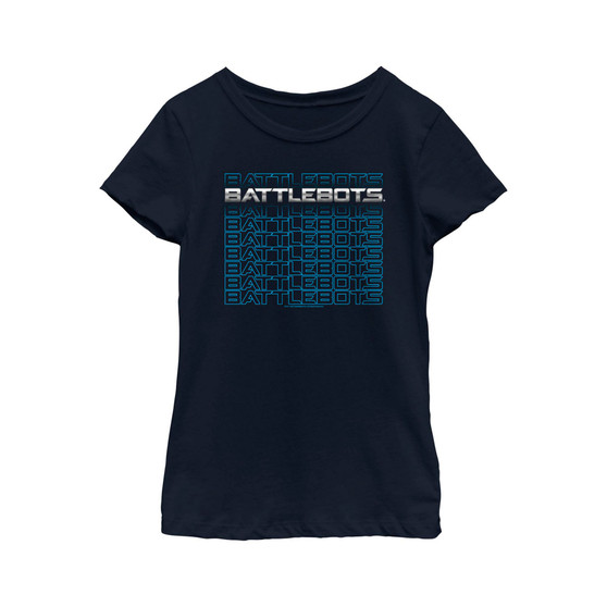 Girl's Silver and Blue Logo Stack  Child T-Shirt