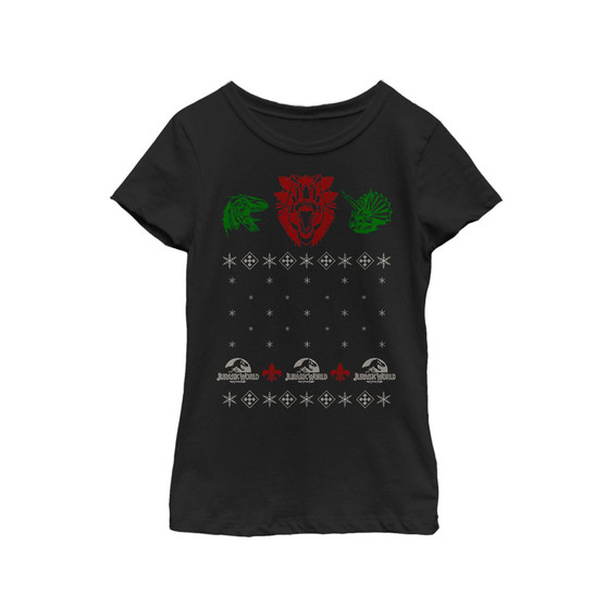 Girl's Jurassic World Ugly Christmas Raptor  Child T-Shirt