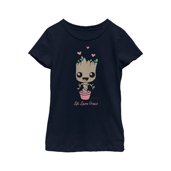 Girl's Baby Groot In Pot Let Love Grow  Child T-Shirt