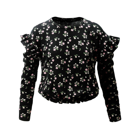 Big Girls Ruffled Textured Long Sleeve Top