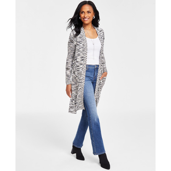 Women's Ribbed Space-Dye Cardigan, Created for Macy's