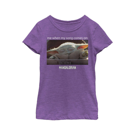 Girl's Star Wars: The Mandalorian Grogu Me When My Song Comes On Meme Child T-Shirt
