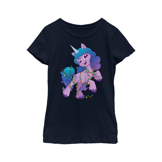 Girl's My Little Pony: A New Generation Izzy Moonbow Christmas Lights  Child T-Shirt