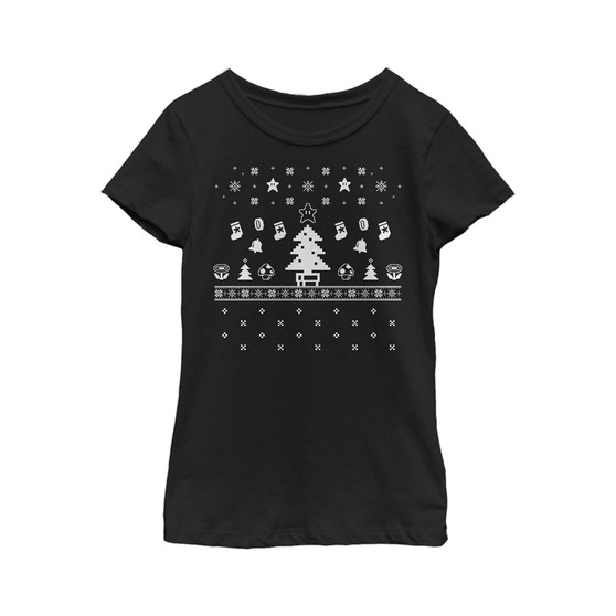 Girl's Super Mario Ugly Christmas Tree Child T-Shirt