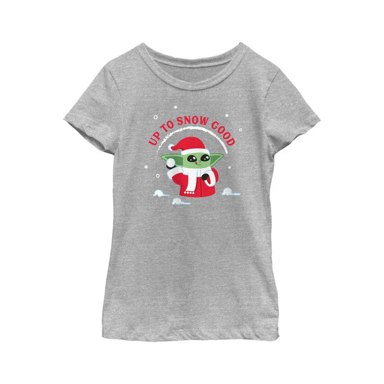 Girl's Star Wars: The Mandalorian Christmas Grogu Up to Snow Good  Child T-Shirt