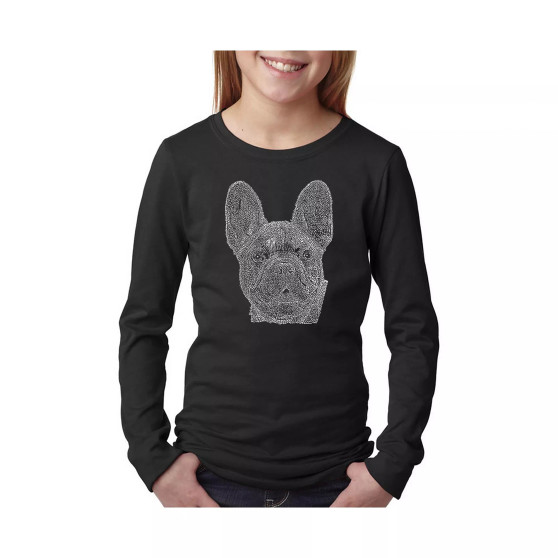 Big Girl's Word Art Long Sleeve T-Shirt - French Bulldog