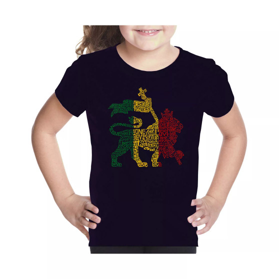 Big Girl's Word Art T-shirt - One Love Lion