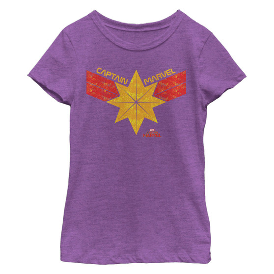 Girl's Marvel Captain Marvel Vintage Star Streak Costume Child T-Shirt