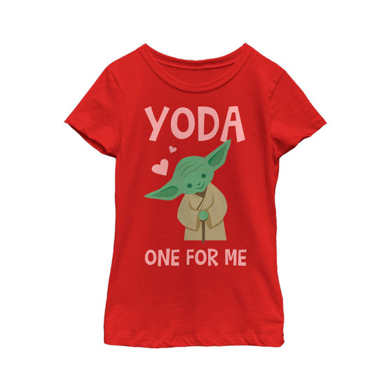 Girl's Star Wars Valentine's Day Yoda One for Me Simple  Child T-Shirt