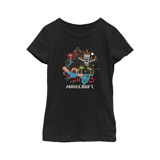 Girl's Minecraft Steve and Skeleton  Child T-Shirt