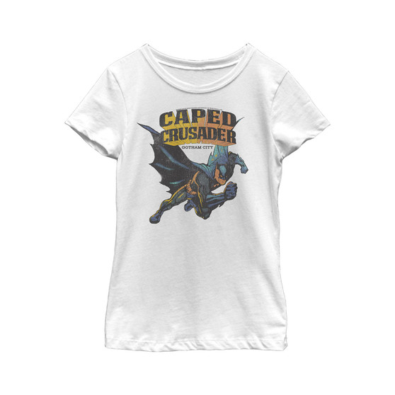 Girl's Batman Caped Crusader Gotham City Distressed  Child T-Shirt