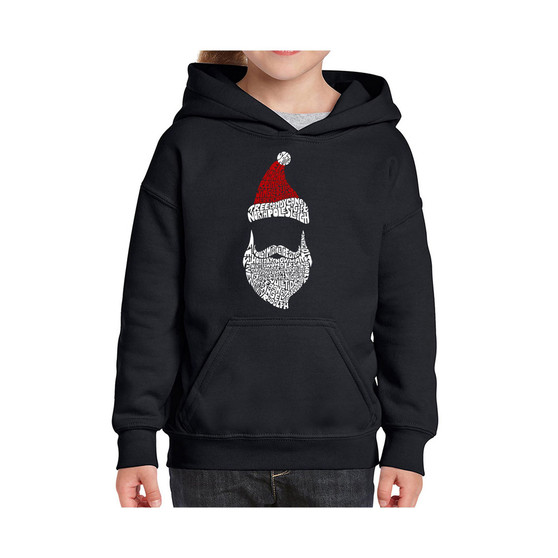 Big Girl's Word Art Hooded Sweatshirt - Santa Claus