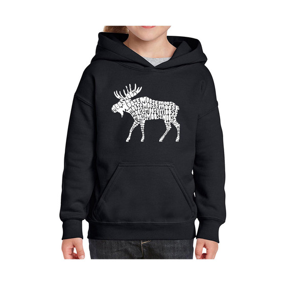 Big Girl's Word Art Hooded Sweatshirt - Moose