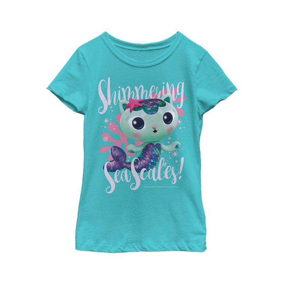Girl's DreamWorks: Gabby's Dollhouse MerCat Shimmering Sea Scales  Child T-Shirt