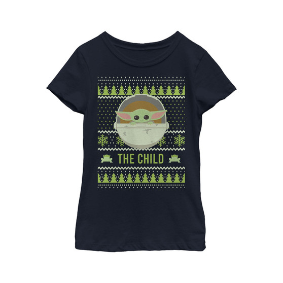 Girl's Star Wars The Mandalorian Ugly Christmas The Child Frog  Child T-Shirt
