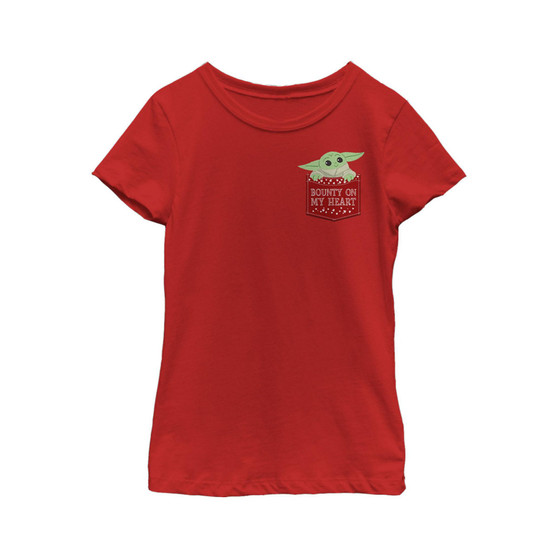 Girl's Star Wars The Mandalorian The Child Bounty Heart Pocket  Child T-Shirt